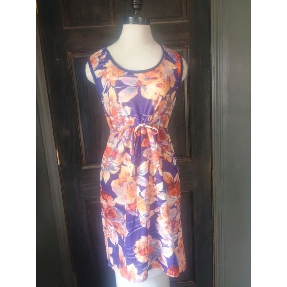 Garden Party Cottagecore Floral Midi Dress M Purple Y2K Boho Fit